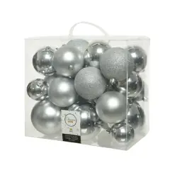 Box 26 Sfere di Natale - Diametro 6, 8 e 10 cm - Silver