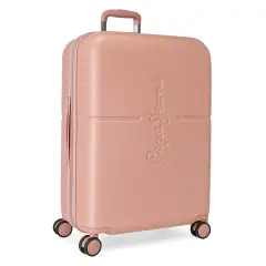 Pepe Jeans Trolley Abs 70cm 4 Ruote Rosa Claro