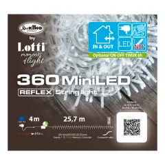 Luci di Natale Lotti - Catena 360 Mini Led Bianco Freddo - Filo Trasparente da 25,7 metri