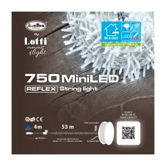 Luci di Natale Lotti – Catena 750 Mini LED Bianco Freddo – Filo Trasparente da 53 Metri