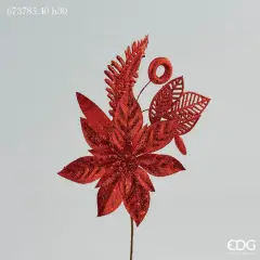 Stella di Natale Rossa con Glitter 30cm Pick Decorazione Albero