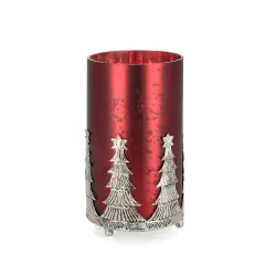 Porta Candela Vetro Parky Rosso Op H18,5