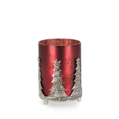 Porta Candela Vetro Parky Rosso Op H14