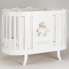 Lettino Ovale Nanan Bianco con Orsetto Rosa