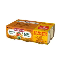 Plasmon Omogeneizzato Frutta - Banana e Mela, 80g x 6 - per Bambini