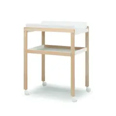 Fasciatoio in Legno Bianco Naturale Collezione Mini – Con Ruote e Materassino Incluso