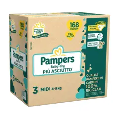 Pannolini Pampers Baby Dry EsaPack - Taglia 3 - 4-9 Kg - 168 Pezzi Babydry