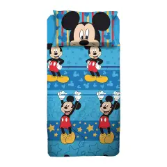 Set Lenzuolo Letto Singolo Topolino Mickey Mouse - Completo Letto Blu, 100% Cotone