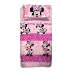 Set Lenzuolo Letto Singolo Minnie Rosa - 100% Cotone