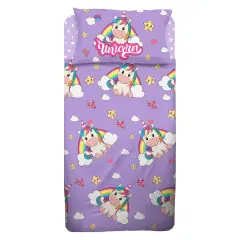 Completo Letto 1 Piazza Unicorno Lilla Arcobaleno HERMET