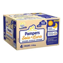 Pannolini Pampers Sole e Luna Esapack - Taglia 4 - 7-18 Kg - 102 Pezzi