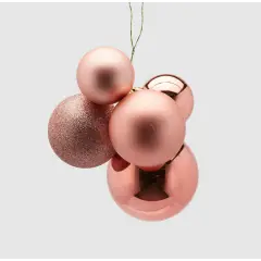 Palla A Grappolo Rosa Decoro Albero 5 Pz