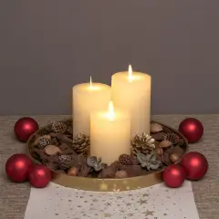 Set 3 Candele Cilindriche MF Moving Flame a Coste aVORIO