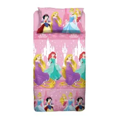 Set Lenzuolo Letto Singolo Principesse Rosa - 100% Cotone