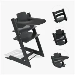 Tripp Trapp Black Bundle Con Baby Set E Vassoio