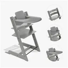 Tripp Trapp Storm Grey Bundle Con Baby Set E Vassoio