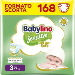 Babylino Sensitive Economy Pannolini Taglia 3 - 4/9 Kg - 56 Pezzi Per Confezione X