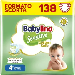 Babylino Sensitive Economy Pannolini Taglia 4+ - 10/15 Kg - 46 Pezzi Per Confezione