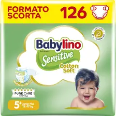 Babylino Sensitive Economy Pannolini Taglia 5+ 12/17 Kg - 42 Pezzi Per Confezione X