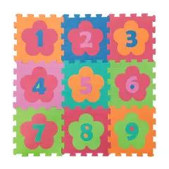 Tappetino Eva Puzzle Mat Numeri e Fiori – 9 Pezzi (30x30 cm, Spessore 1 cm)