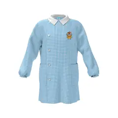 Grembiule Bambino Asilo Hamburger Quadrettato Azzurro 3 Anni