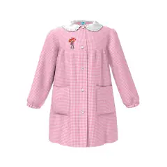 Grembiule Bambina Asilo Bambina Rossa Quadrettato Rosa 5 Anni