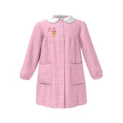 Grembiule Bambina Asilo Milk Shake Quadrettato Rosa 5 Anni