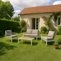 Salottino Otranto 4 Posti Bianco In Alluminio