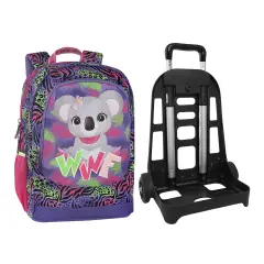 Wwf Illustrato Zaino Scuola Organizzato Trolley Staccabile Koala