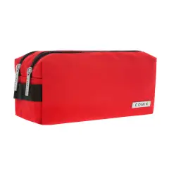 Comix Astuccio Portapenne Scuola 2 Zip Monocolore Rosso
