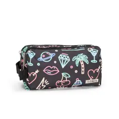 Comix Astuccio Portapenne Scuola 2 Zip Allover Neon