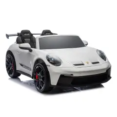 Auto Elettrica per Bambini Porsche 911 GT3 Bianca con Sedili in Pelle e 2 Motori da 35W