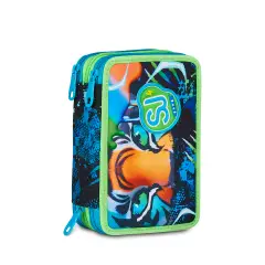 Maped Astuccio Scolastico Tubolare Tropical, 22,5x7,5 Cm, Tessuto Poliestere, Zip Metallica, Motivazione Uccelli Tropicali