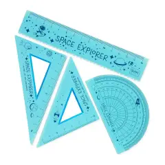 Set Righello da 15 cm, Squadra 60° da 10 cm, Goniometro 180°- Spazio