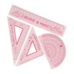 Set Righello da 15 cm, Squadra 60° da 10 cm, Goniometro 180°- Unicorn