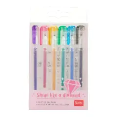 Legami - Set di 6 Mini Penne Gel Glitterate,Shine Like a Diamond Multicolor