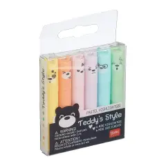 Set Of 6 Mini Highlighters - Teddy's Style - Teddy Bear