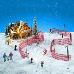 Lemax Apres-Ski Lodge Set con Chalet Illuminato e Scene Invernali