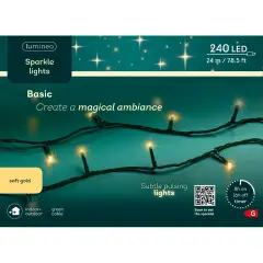 Luci di Natale Lumineo Sparkle Lights - 240 Led Soft Gold - Filo Verde da 24 metri