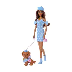 Barbie Cuccioli a Passeggio Bambola Castana