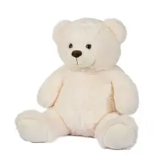 Peluche Orso Seduto Bianco Morbido 55Cm
