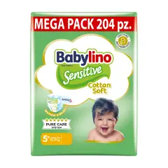 Babylino Sensitive Pannolini Taglia 5+, Junior Plus (12-17Kg), 68 Unità