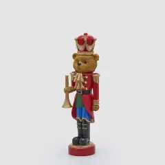 Orso Soldatino Natalizio LED H46,5 cm Rosso Blu EDG