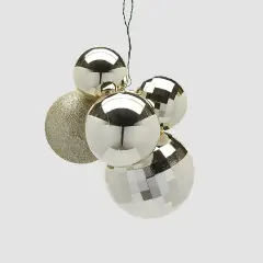 Grappolo Palline Natalizie MirrorMix 5pz Champagne EDG