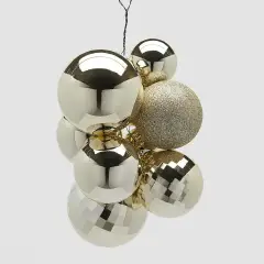 Grappolo Palline Natalizie MirrorMix 10pz Champagne EDG
