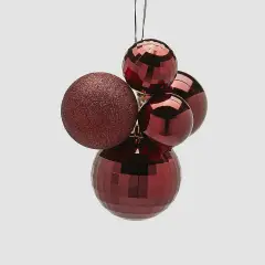 Addobbo Natale Grappolo Palline MirrorMix 5pz Burgundy EDG