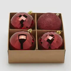Palline Natale MirrorMix Ø10cm Burgundy Set 4 EDG