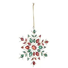 Pendaglio Fiocco di Neve Natalizio 19x19 Rosso e Verde