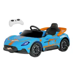 Auto Elettrica di Hot Wheels 12V con Sedile in Similpelle, Luci LED, Portiere Apribili
