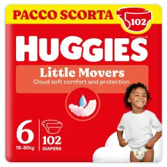 Huggies Little Movers Giga Pack 102 Pz Taglia 6 (16-30 Kg) | Pannolini Ultra Assorbenti